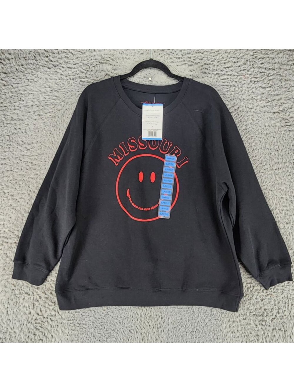 State Of Mine Sweater Womens Large Black Long Sleeve Missouri Pullover *NWT*